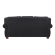 Ronny Sofa- Nailhead Trim- Brown Wood Feet- Black Genuine Leather