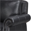 Ronny Sofa- Nailhead Trim- Brown Wood Feet- Black Genuine Leather