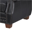 Ronny Sofa- Nailhead Trim- Brown Wood Feet- Black Genuine Leather