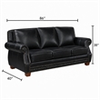 Ronny Sofa- Nailhead Trim- Brown Wood Feet- Black Genuine Leather