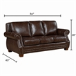 Ronny Sofa- Nailhead Trim- Rolled Arms- Brown Wood Feet- Brown Leather