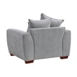 Gini Accent Chair with 3 Accent Pillows- Nailhead Trim- Gray Chenille