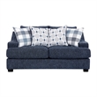 Marie Loveseat- Reversible Cushions- 4 Accent Pillows- Blue Chenille
