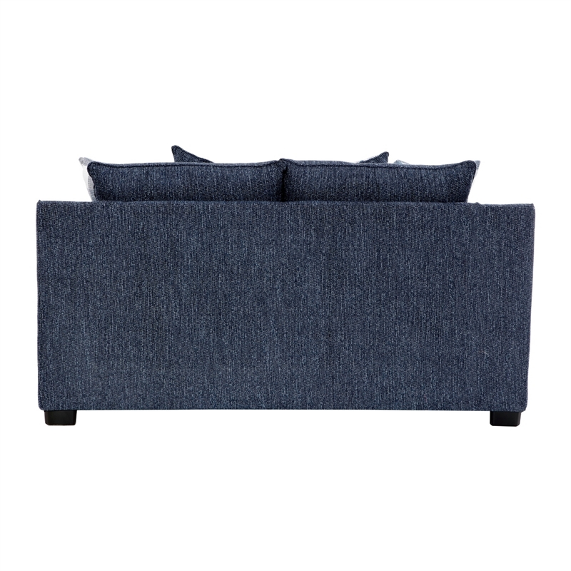 Marie Loveseat- Reversible Cushions- 4 Accent Pillows- Blue Chenille