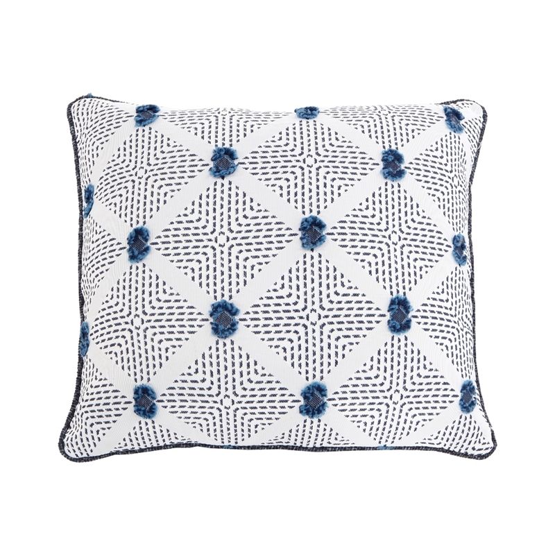 Marie Loveseat- Reversible Cushions- 4 Accent Pillows- Blue Chenille