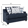 Marie Loveseat- Reversible Cushions- 4 Accent Pillows- Blue Chenille
