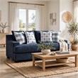 Marie Loveseat- Reversible Cushions- 4 Accent Pillows- Blue Chenille