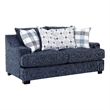 Marie Loveseat- Reversible Cushions- 4 Accent Pillows- Blue Chenille