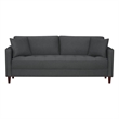 Yera Sofa w 2 Pillows- Tufted Gray Seat- Cherry Brown Wood- 77 Inch