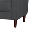 Yera Sofa w 2 Pillows- Tufted Gray Seat- Cherry Brown Wood- 77 Inch