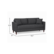Yera Sofa w 2 Pillows- Tufted Gray Seat- Cherry Brown Wood- 77 Inch