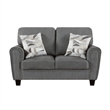 Loi Loveseat w 2 Pillows- Flared Arms- Dark Gray Chenille- Black 63 Inch