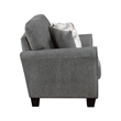 Loi Loveseat w 2 Pillows- Flared Arms- Dark Gray Chenille- Black 63 Inch