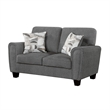Loi Loveseat w 2 Pillows- Flared Arms- Dark Gray Chenille- Black 63 Inch