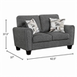 Loi Loveseat w 2 Pillows- Flared Arms- Dark Gray Chenille- Black 63 Inch