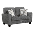 Loi Loveseat w 2 Pillows- Flared Arms- Dark Gray Chenille- Black 63 Inch