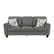 Loi Sofa w 2 Pillows- Flared Arms- Dark Gray Chenille- Black 85 Inch
