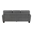 Loi Sofa w 2 Pillows- Flared Arms- Dark Gray Chenille- Black 85 Inch