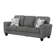 Loi Sofa w 2 Pillows- Flared Arms- Dark Gray Chenille- Black 85 Inch