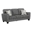 Loi Sofa w 2 Pillows- Flared Arms- Dark Gray Chenille- Black 85 Inch