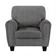 Loi Accent Chair- Flared Arms- Foam Cushions- Dark Gray Chenille- Black