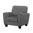 Loi Accent Chair- Flared Arms- Foam Cushions- Dark Gray Chenille- Black