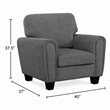 Loi Accent Chair- Flared Arms- Foam Cushions- Dark Gray Chenille- Black