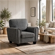 Loi Accent Chair- Flared Arms- Foam Cushions- Dark Gray Chenille- Black