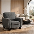 Loi Accent Chair- Flared Arms- Foam Cushions- Dark Gray Chenille- Black