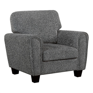 Loi Accent Chair- Flared Arms- Foam Cushions- Dark Gray Chenille- Black