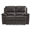 Drake Manual Double Reclining Loveseat- Foam Cushions- Brown Faux Leather