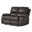 Drake Manual Double Reclining Loveseat- Foam Cushions- Brown Faux Leather