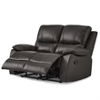 Drake Manual Double Reclining Loveseat- Foam Cushions- Brown Faux Leather