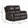 Drake Manual Double Reclining Loveseat- Foam Cushions- Brown Faux Leather