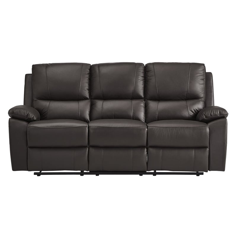 Drake Manual Double Reclining Sofa- Foam Cushions- Brown Faux Leather