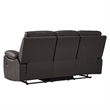 Drake Manual Double Reclining Sofa- Foam Cushions- Brown Faux Leather