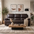 Drake Manual Double Reclining Sofa- Foam Cushions- Brown Faux Leather