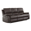 Drake Manual Double Reclining Sofa- Foam Cushions- Brown Faux Leather