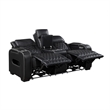 Fiya Power Double Reclining LED Loveseat- USB Ports- Black Faux Leather
