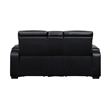 Fiya Power Double Reclining LED Loveseat- USB Ports- Black Faux Leather