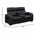 Fiya Power Double Reclining LED Loveseat- USB Ports- Black Faux Leather
