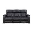 Fiya Power Double Reclining LED Sofa- USB Ports- Black Faux Leather