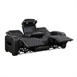 Fiya Power Double Reclining LED Sofa- USB Ports- Black Faux Leather