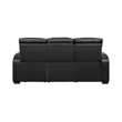Fiya Power Double Reclining LED Sofa- USB Ports- Black Faux Leather