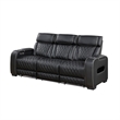 Fiya Power Double Reclining LED Sofa- USB Ports- Black Faux Leather