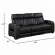 Fiya Power Double Reclining LED Sofa- USB Ports- Black Faux Leather
