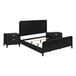 California King Bedroom Set- Black and Gold- 3 Piece Set with 2 Nightstands