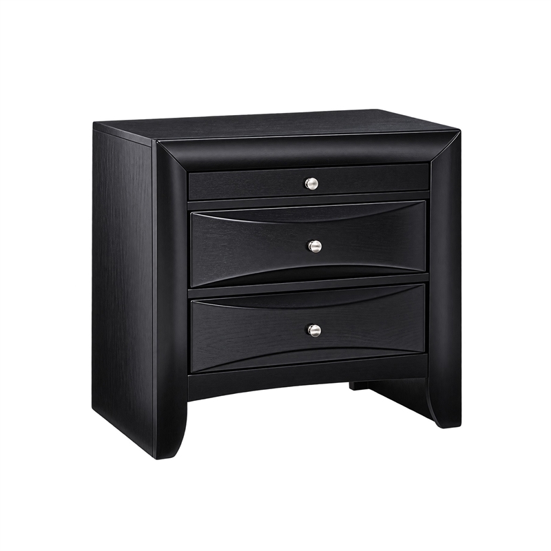 Queen Bedroom Set- Upholstered Design- Black- 2 Piece Set with Nightstand
