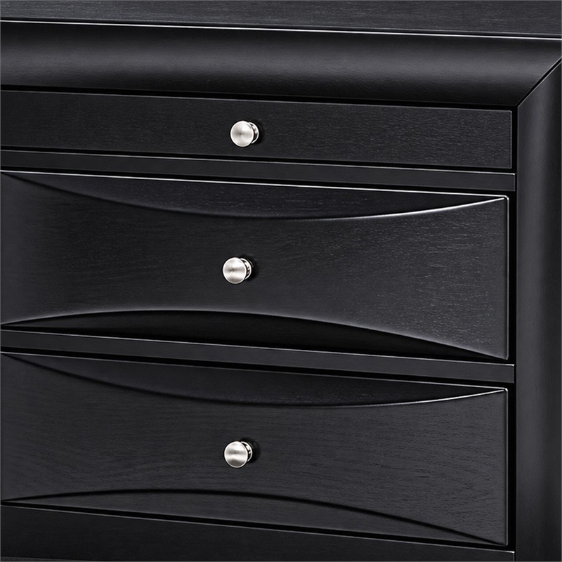 Queen Bedroom Set- Upholstered Design- Black- 2 Piece Set with Nightstand
