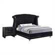 Queen Bedroom Set- Upholstered Design- Black- 2 Piece Set with Nightstand